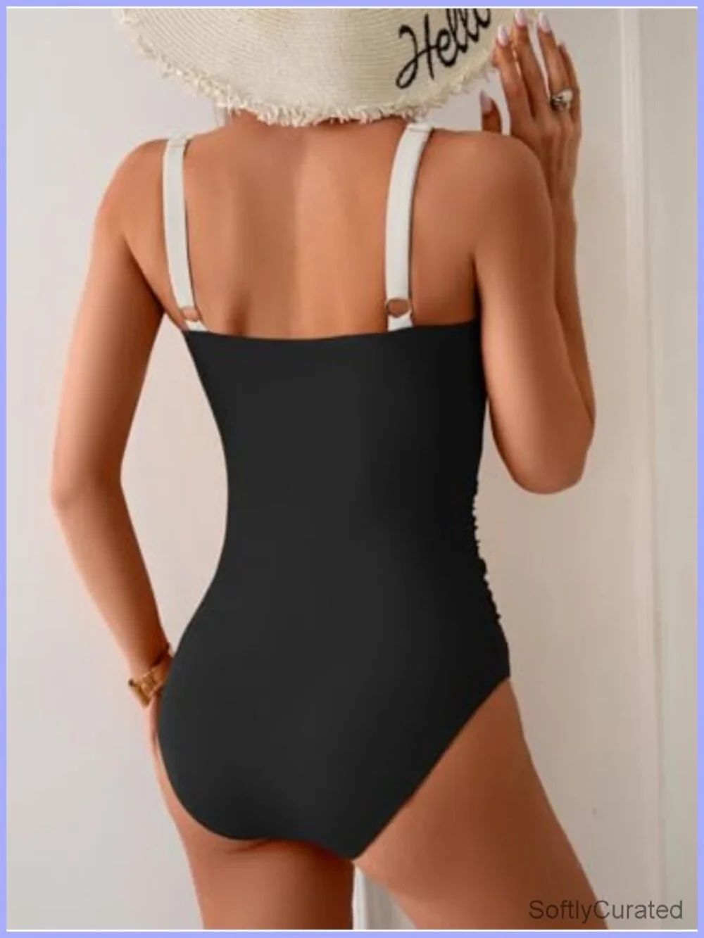 Tummy Control Ruched One Piece Swimsuit V Neck Push Up Bathing Suit